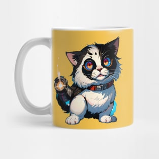 Star Cat Tshirt and Stickers Design Cute Cat Sci-Fi Characters Robot Carousel Mug